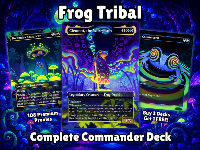 Clement Frog Tribal | 100-Card MTG Proxy EDH Set | Trippy Bounce Strategy Deck | PrimeDecks