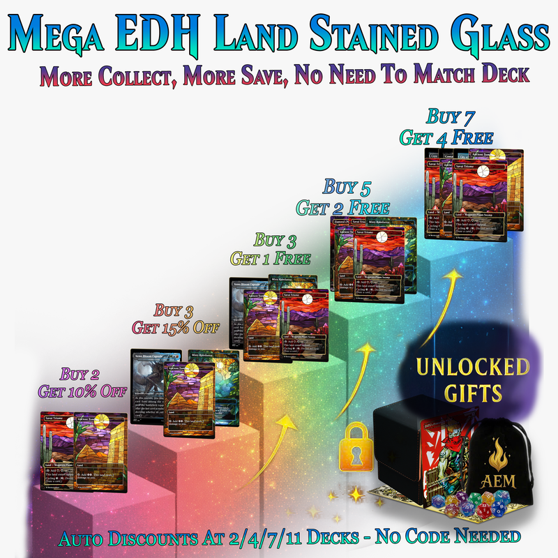 Stained Glass Mega EDH Land Pack | 55+ Cards | PrimeDecks