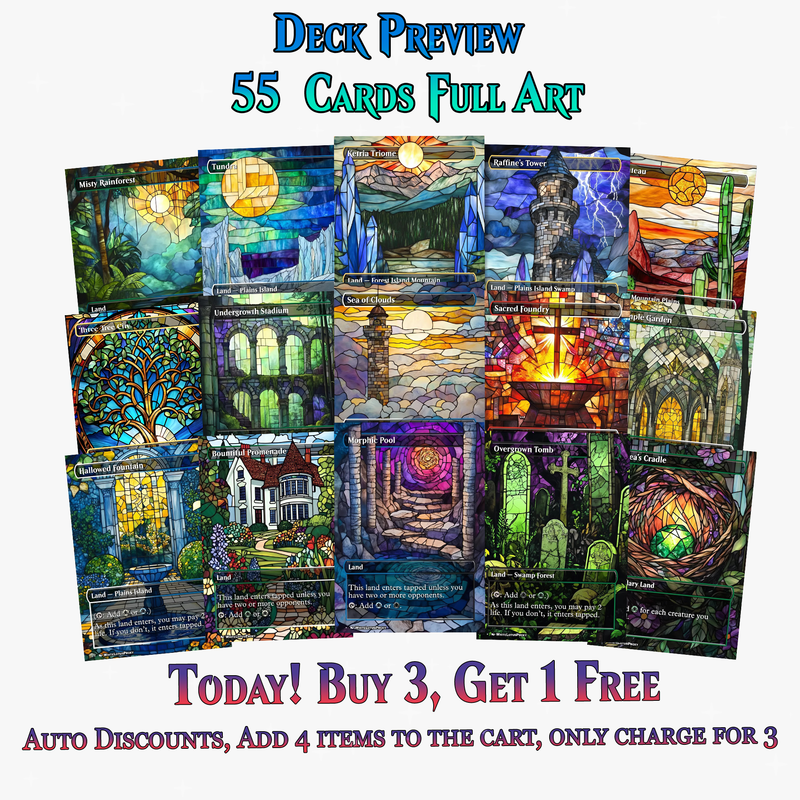 Stained Glass Mega EDH Land Pack | 55+ Cards | PrimeDecks