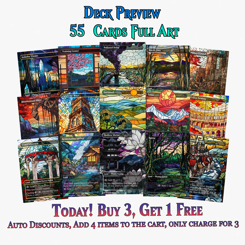 Stained Glass Mega EDH Land Pack | 55+ Cards | PrimeDecks