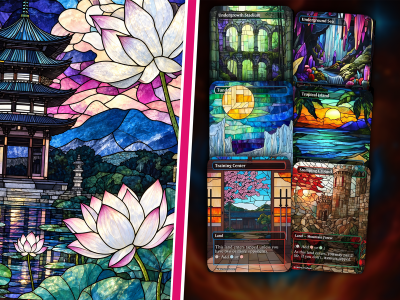 Stained Glass Mega EDH Land Pack | 55+ Cards | PrimeDecks