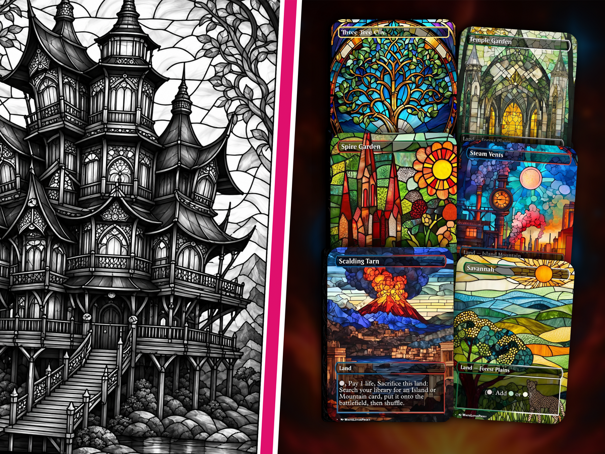 Stained Glass Mega EDH Land Pack | 55+ Cards | PrimeDecks