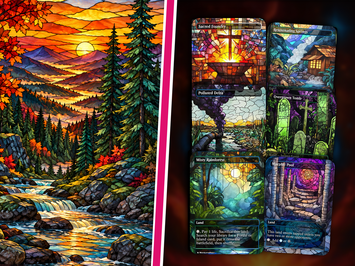 Stained Glass Mega EDH Land Pack | 55+ Cards | PrimeDecks