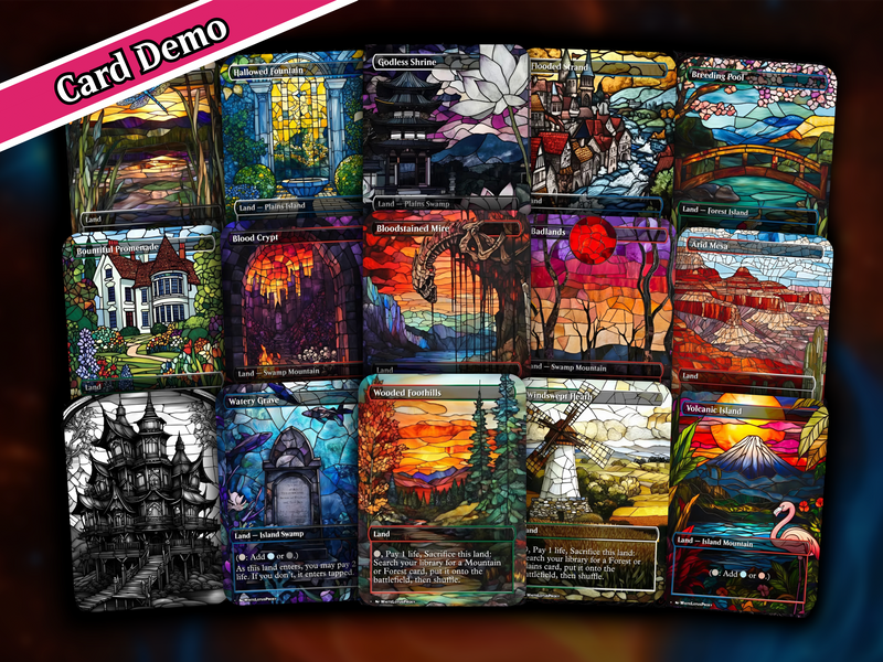Stained Glass Mega EDH Land Pack | 55+ Cards | PrimeDecks