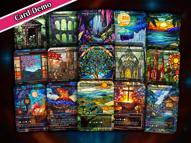 Stained Glass Mega EDH Land Pack | 55+ Cards | PrimeDecks