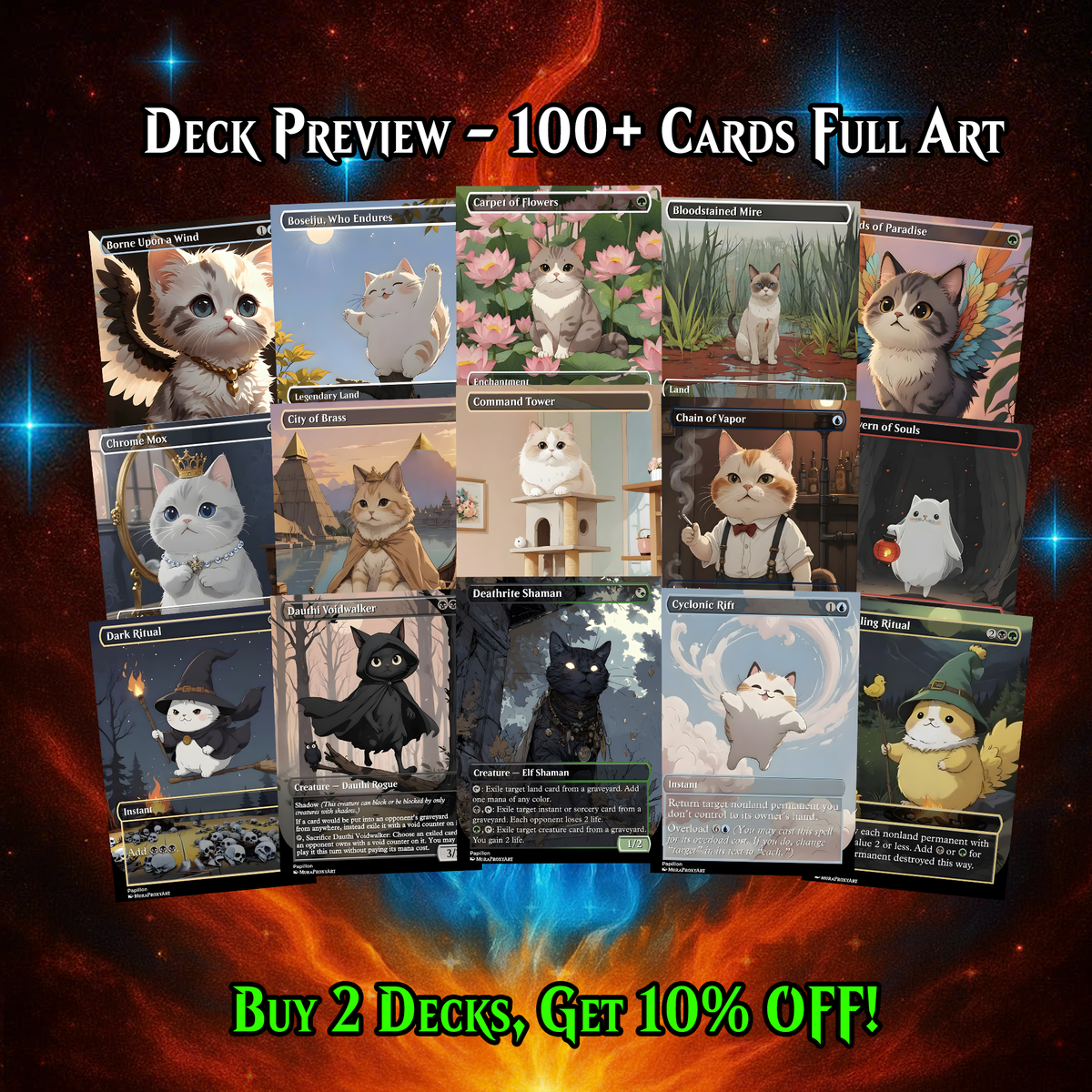Atraxa Cat Cute Anime MTG Proxy Commander Deck – Premium Collector Set | 106 Cards | ProxyTCG