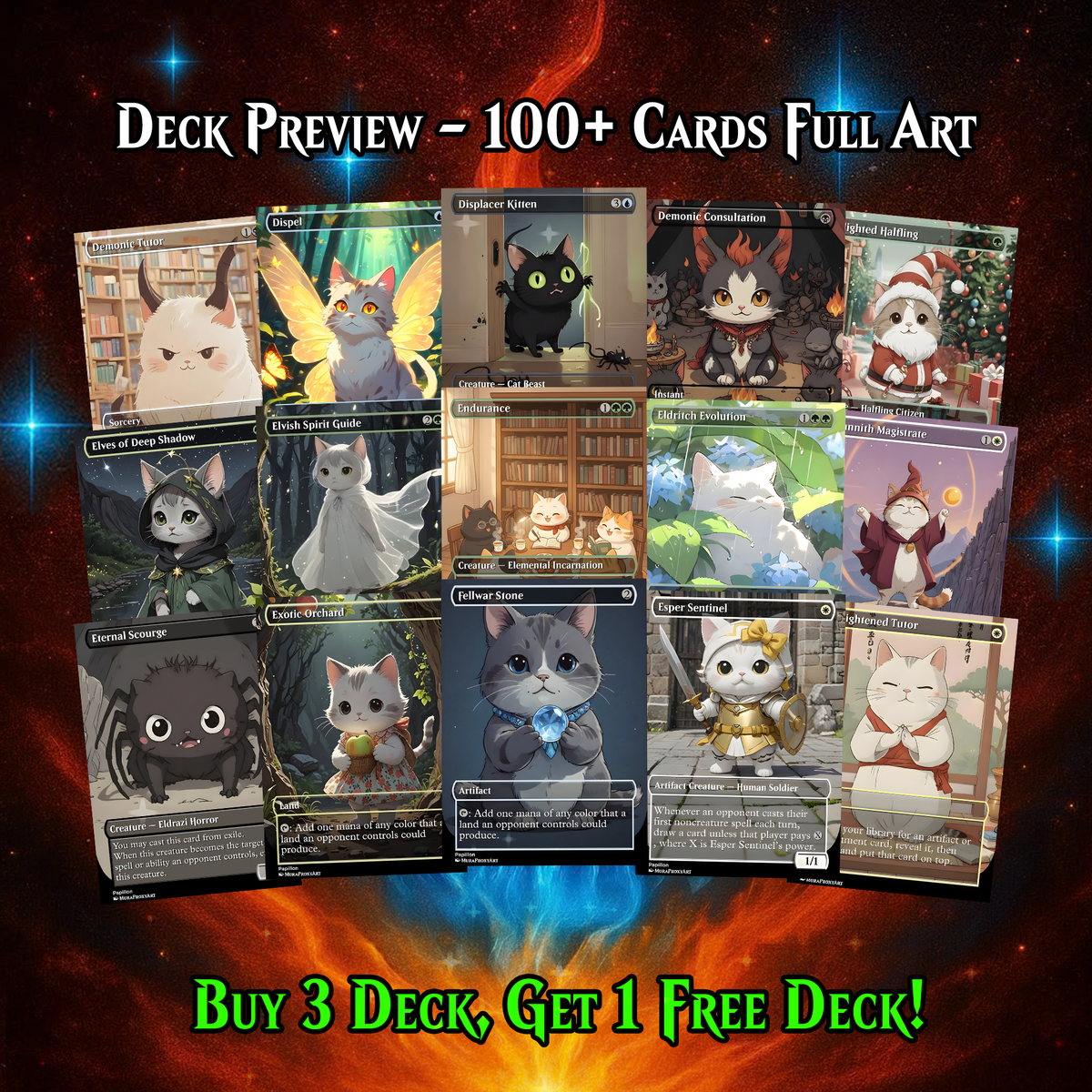 Atraxa Cat Cute Anime MTG Proxy Commander Deck – Premium Collector Set | 106 Cards | ProxyTCG