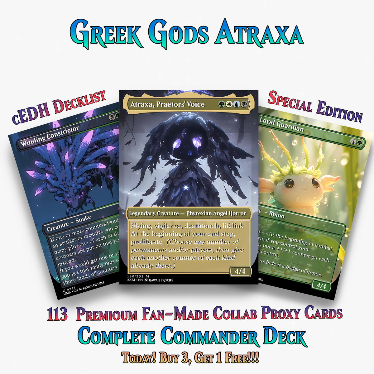Greek Gods Chibi Atraxa Commander Deck| 113+ Cards | PrimeDecks