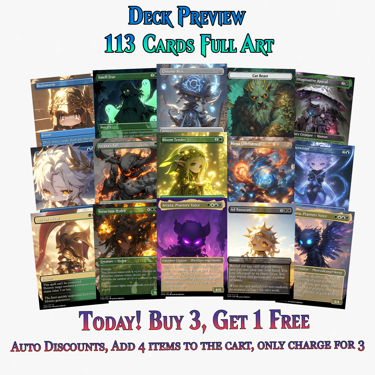Greek Gods Chibi Atraxa Commander Deck| 113+ Cards | PrimeDecks