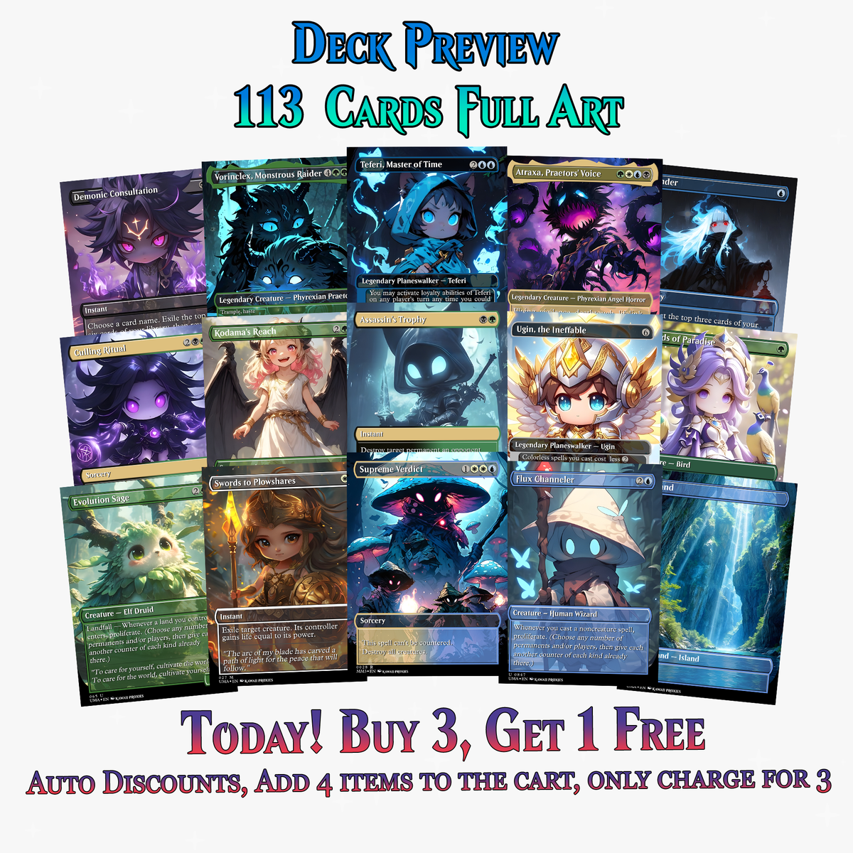 Greek Gods Chibi Atraxa Commander Deck| 113+ Cards | PrimeDecks