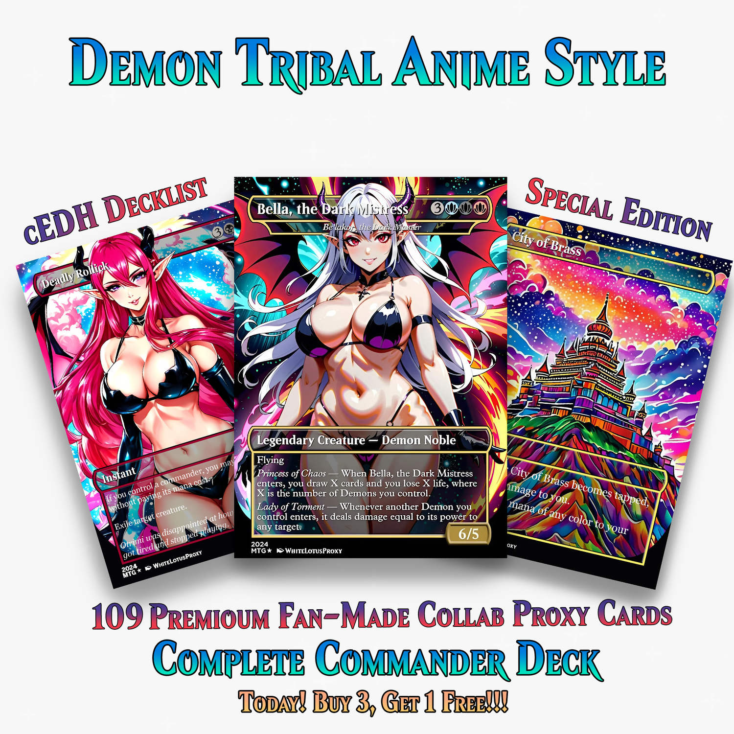 Demon Tribal Anime Style MTG Proxy Commander Deck - 109 Cards | ProxyTCG