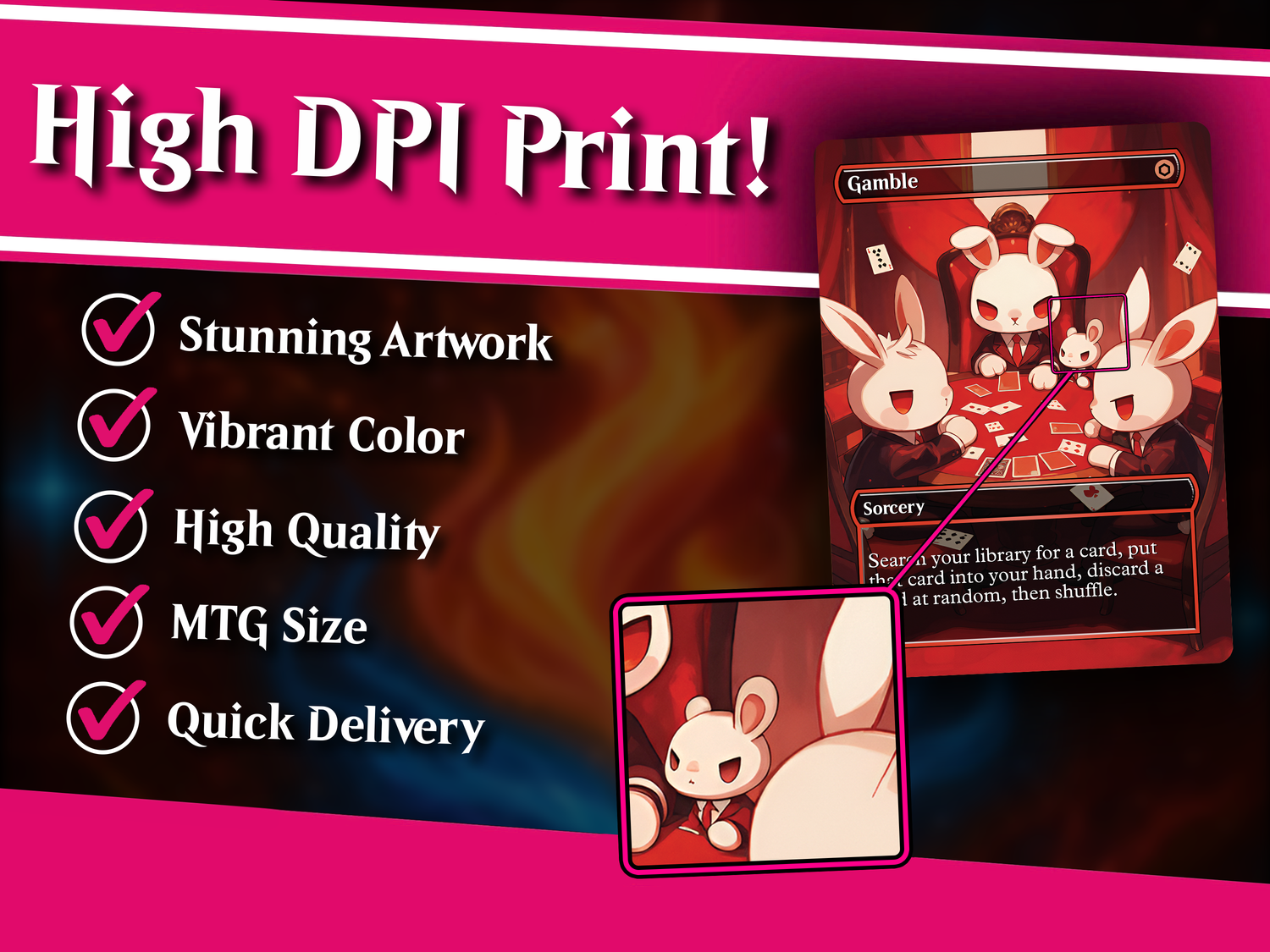 | New | Arabella Hare Apparent Commander Deck | 100-Card MTG Proxy EDH Set | Creepy Chibi Rabbit | PrimeDecks