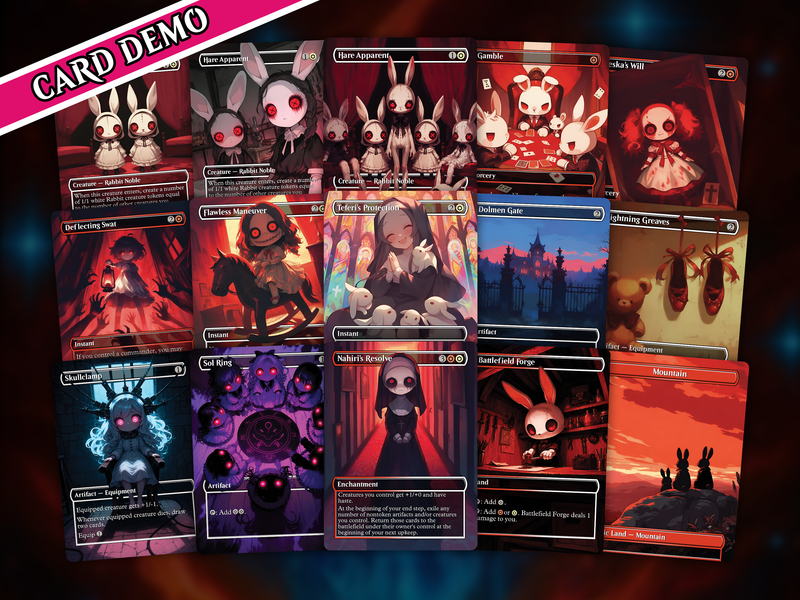 | New | Arabella Hare Apparent Commander Deck | 100-Card MTG Proxy EDH Set | Creepy Chibi Rabbit | PrimeDecks