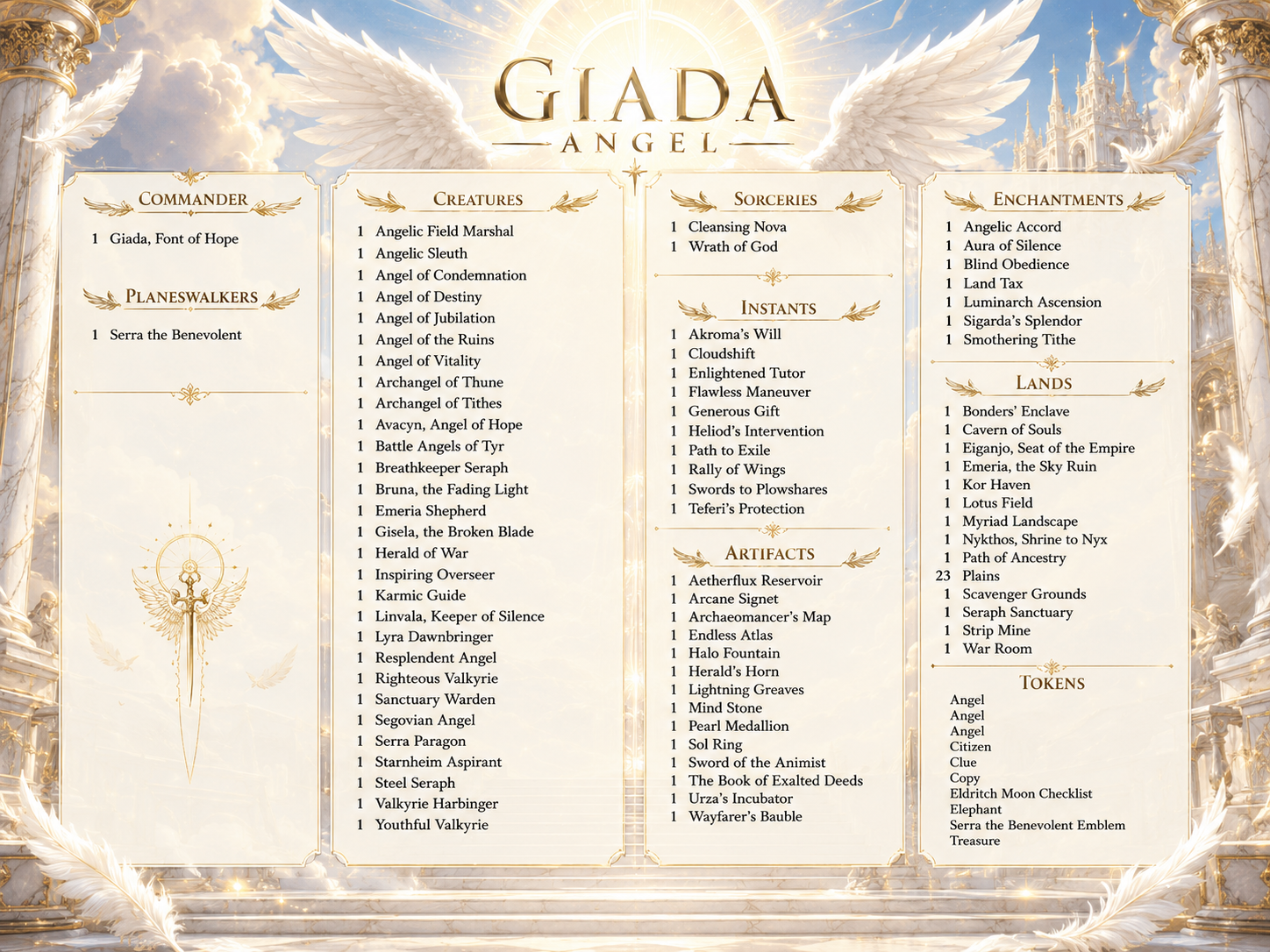 | New | Giada Angel Tribal Commander Proxy Deck | 100+ Premium MTG Proxy Cards | PrimeDecks