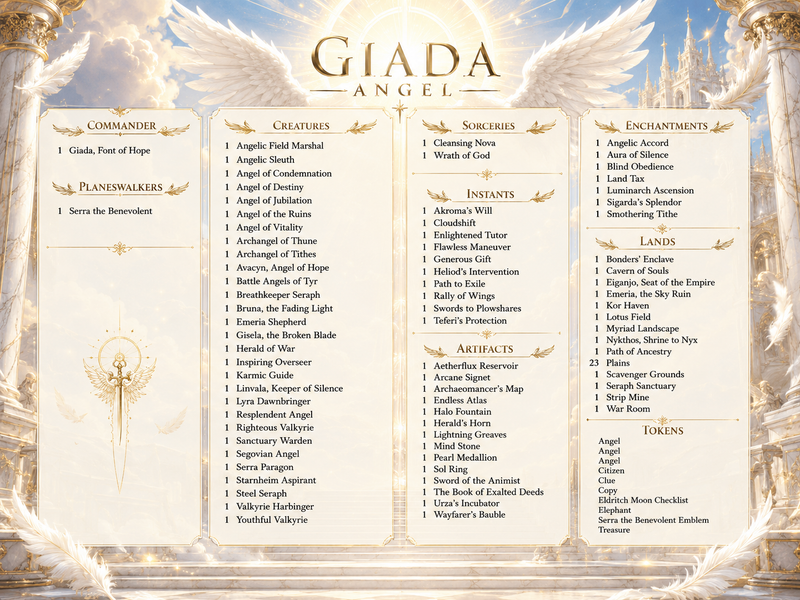 | New | Giada Angel Tribal Commander Proxy Deck | 100+ Premium MTG Proxy Cards | PrimeDecks