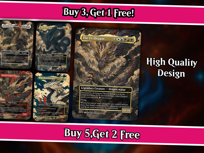 The Ur-Dragon | 5-Color Dragon Tribal Commander Proxy Deck | 100 Cards | PrimeDecks