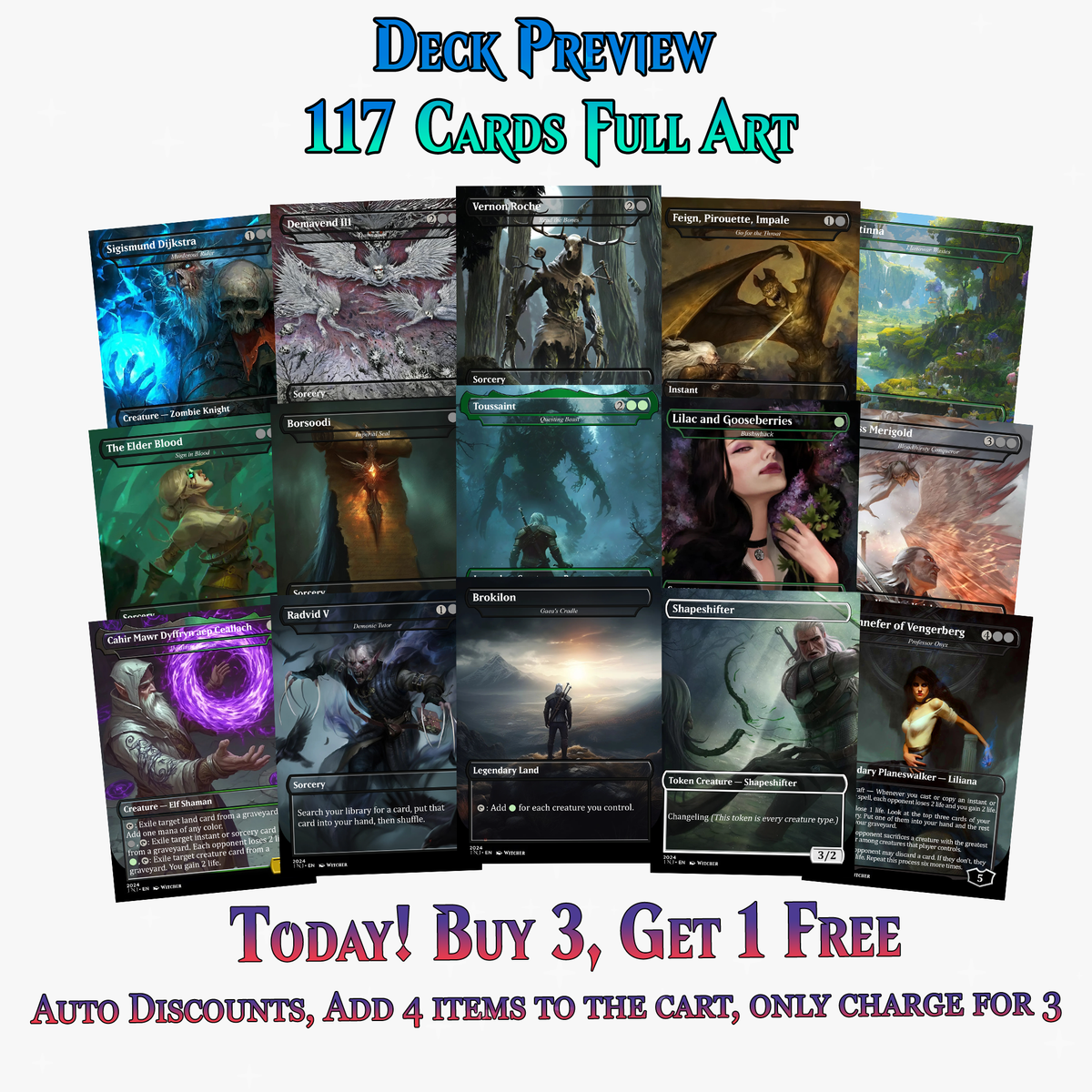 Witcher Themed MTG Proxy Commander Deck - 117 Cards | ProxyTCG