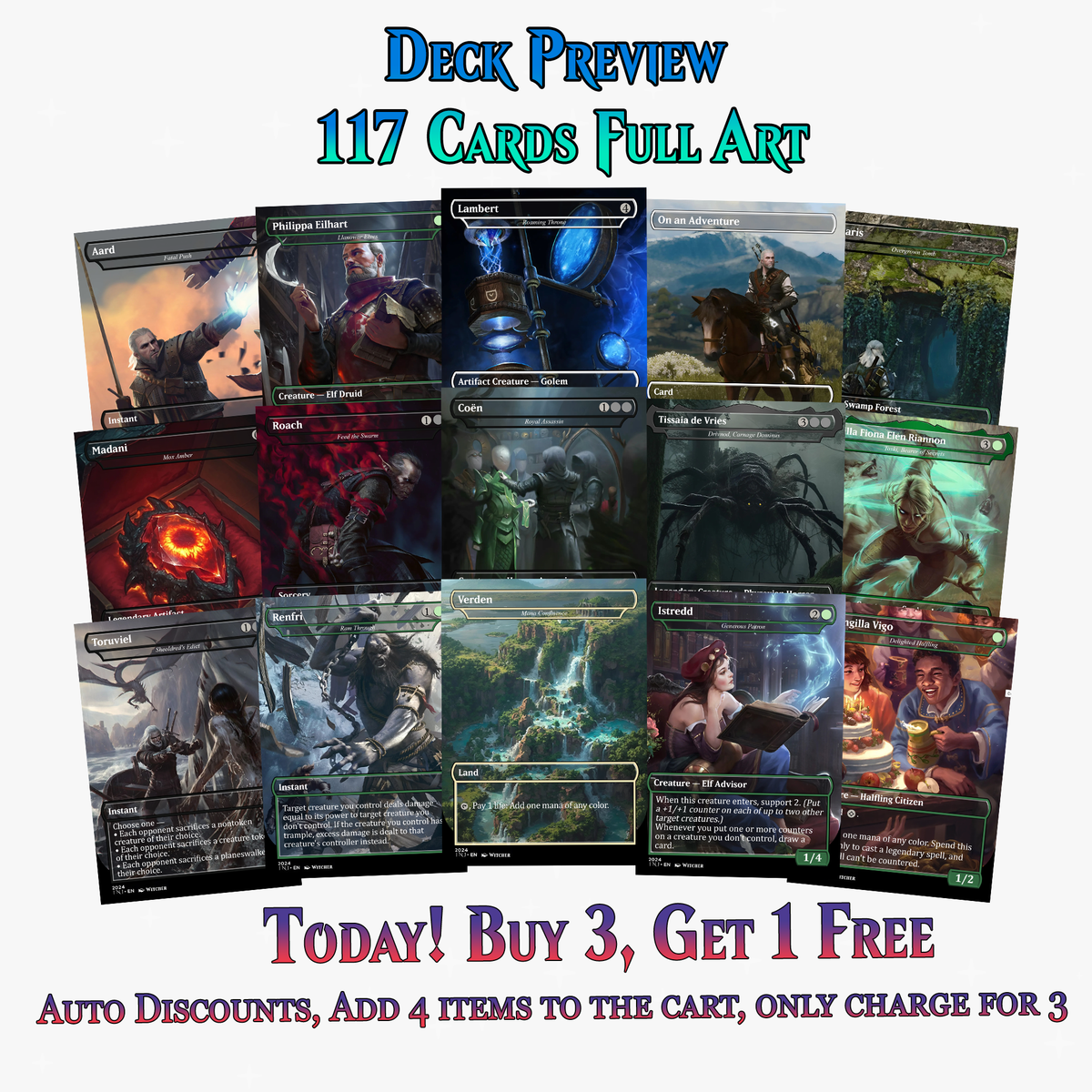 Witcher Themed MTG Proxy Commander Deck - 117 Cards | ProxyTCG