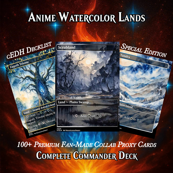 Anime Watercolor Lands Pack | 54 Fan-Made MTG Lands for EDH | ProxyTCG