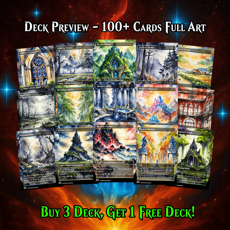 Anime Watercolor Lands Pack | 54+ Lands for EDH | PrimeDecks
