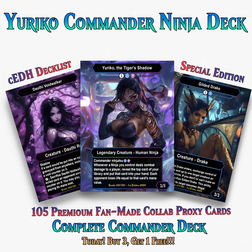 Yuriko Shadowblade Ninja Anime MTG Proxy Commander Deck – Premium Collector Set | 105 Cards | ProxyTCG