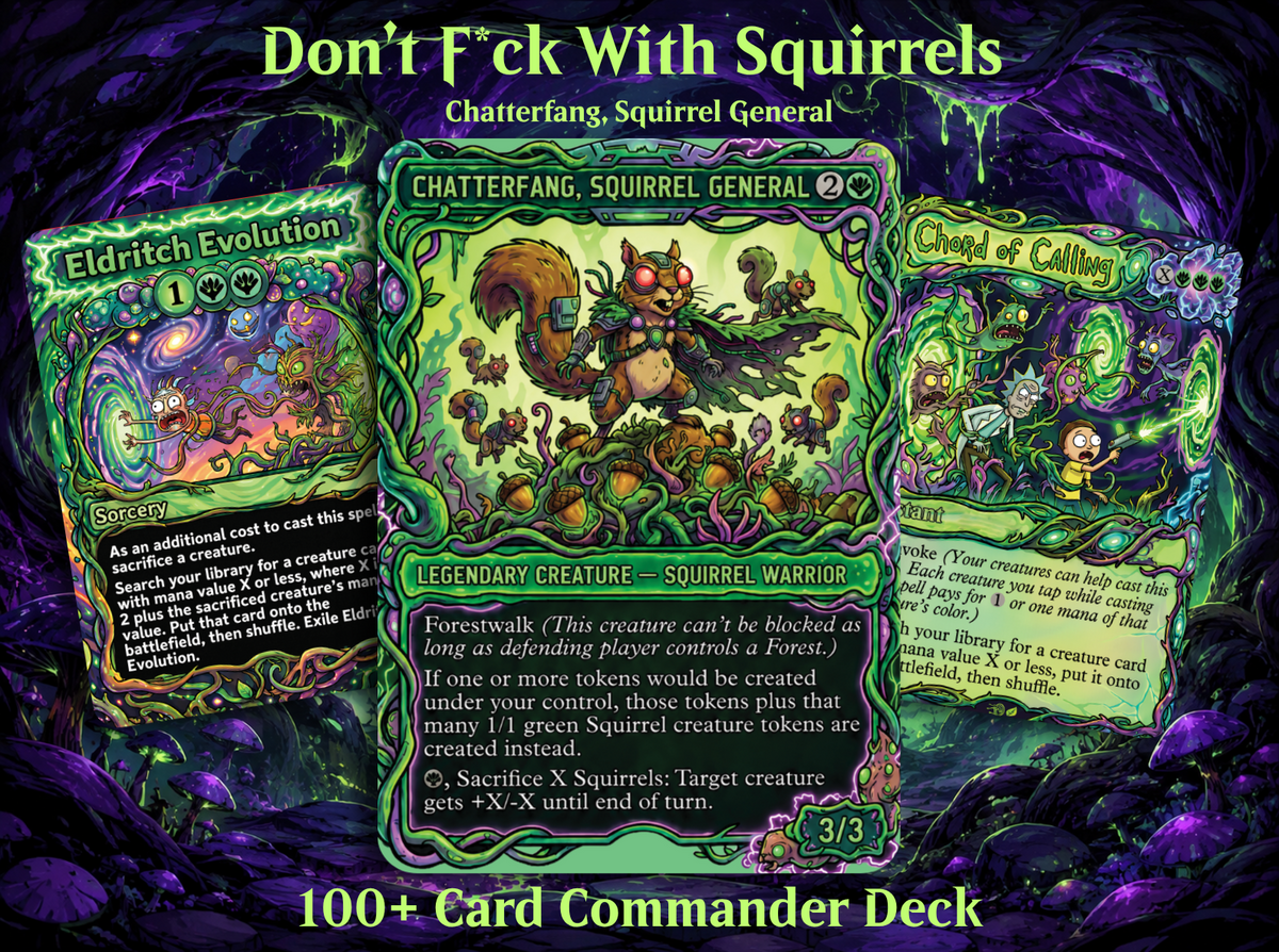 | New | Chatterfang Squirrel Tribal Rick and Morty Inspired Commander Deck | 100-Card MTG Proxy EDH Set | PrimeDecks