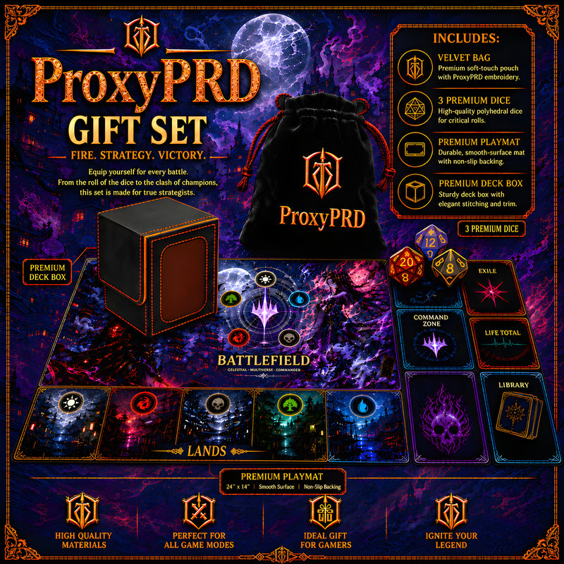 Box + playmat + dice + velvet bag | PrimeDecks
